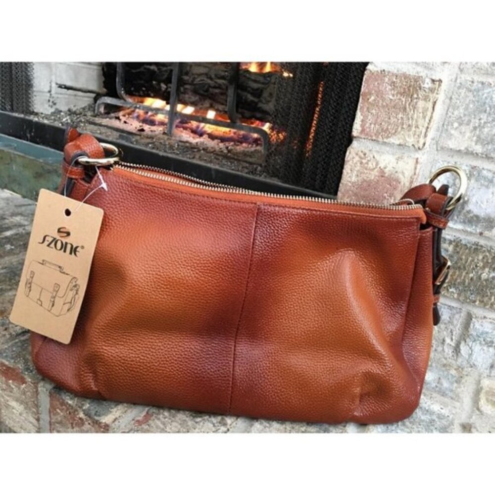 🆕Womens Brown Genuine Leather Shoulder Bag Top Handle Handbag Ladies Purses